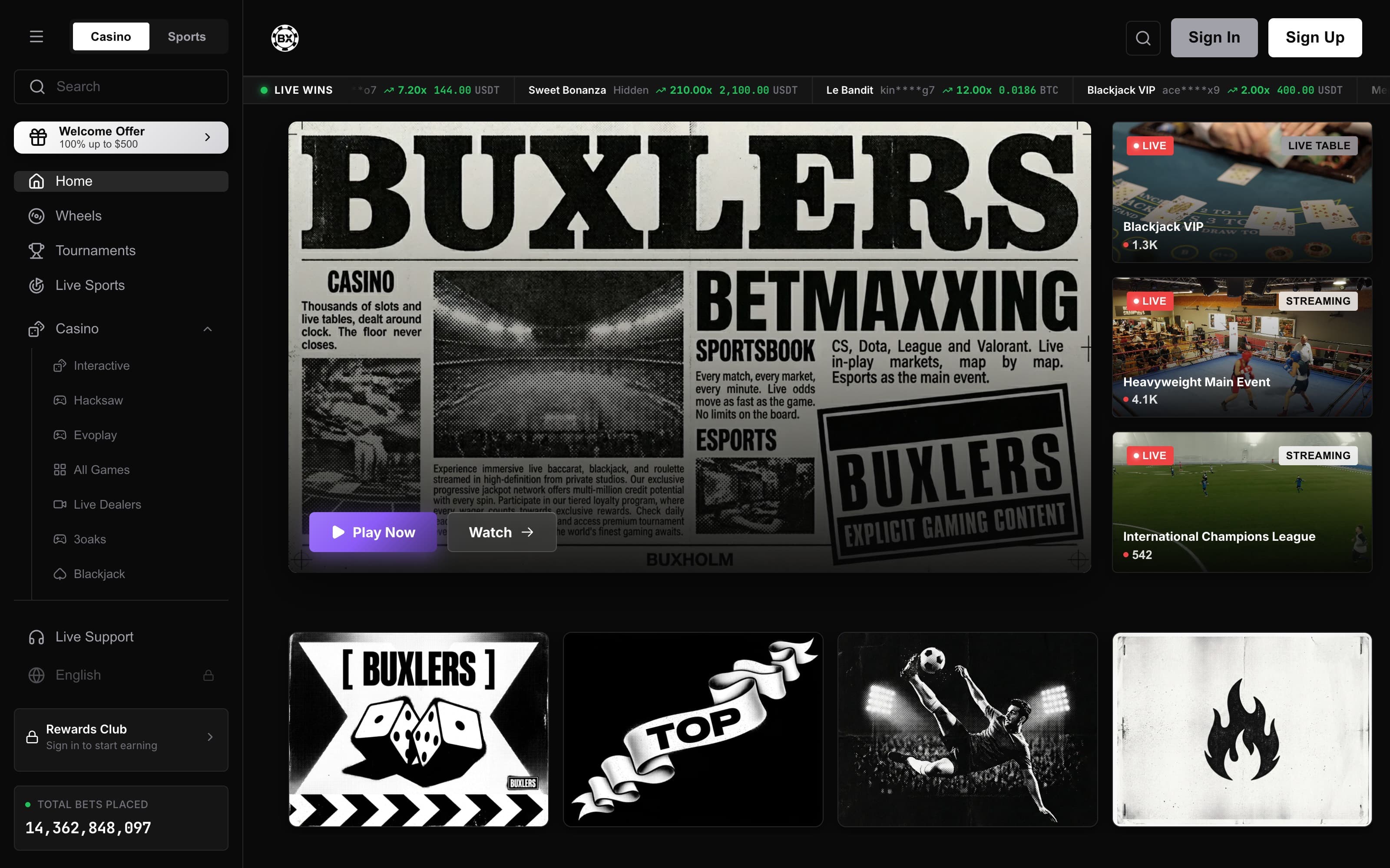 BUX theme — home lobby